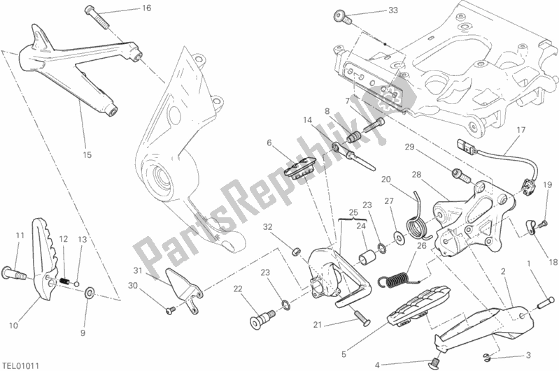 All parts for the Footrests, Right of the Ducati Diavel Xdiavel S 1260 2018